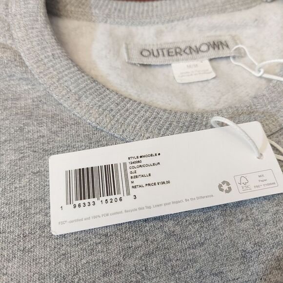 Outerknown Jaspe Crewneck Pocket Sweatshirt Organic Cotton Grey Men's Size M - Picture 3 of 5